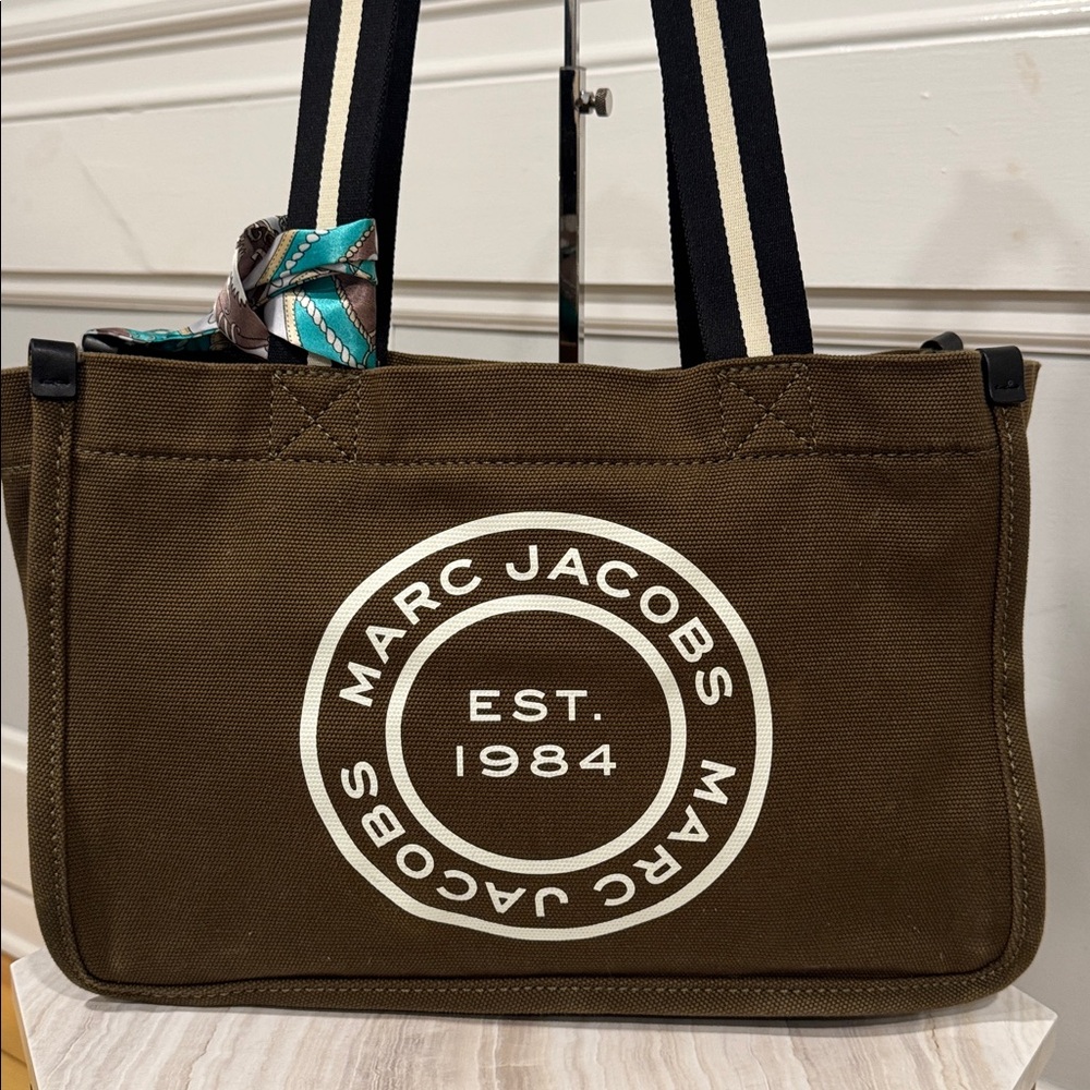 Marc Jacobs Bag Signet Canvas Olive Green Logo Tote - Picture 5 of 17